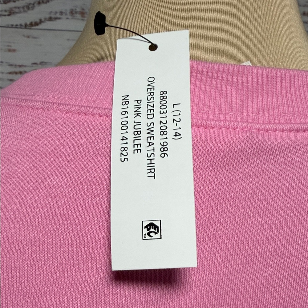 NWT No Boundaries Women's Pink Crewneck Oversized Sweatshirt - Picture 5 of 6